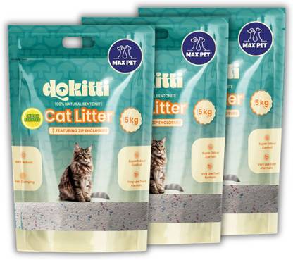 Dokitti (MaxPet) Lemon Cat Litter, Natural Bentonite, Smart Clumping, 5kg pack Pet Litter Tray Refill