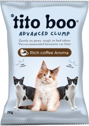 Tito Boo Advanced Clump Smart Bentonite Cat Litter-Trial Pack 2kg Coffee Scented Pet Litter Tray Refill