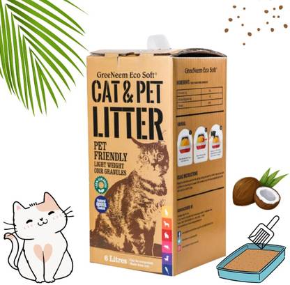 ECOSOFT Organic Cat Litter- 6 Litre | Plant Based | Smart Quick clumping Pet Litter Tray Refill