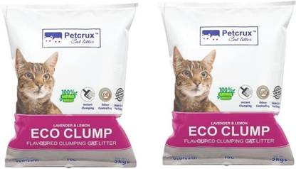 Petcrux Exclusive Scoopable Eco Clump Bentonite Cat Litter 10 L Equivalent to 5 Kg (Pack of 2 - Total 10 KG) Pet Litter Tray Refill