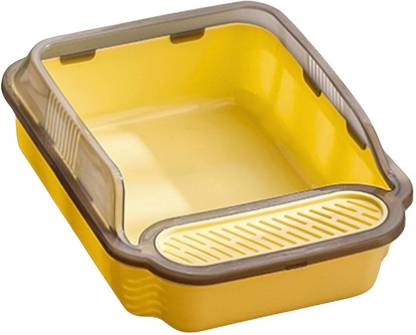 Foodie Puppies Cat Litter Tray with Scooper and Rim for Cats and Kittens - (Candy Yellow) Pet Litter Tray Refill