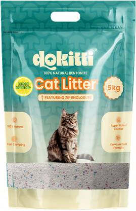 Dokitti Lemon Cat Litter, Natural Bentonite, Dust-Free, Smart Clumping, 5kg pack Pet Litter Tray Refill