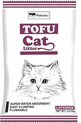 Petcrux Tofu Cat Litter Natural Cat Litter Flushable Cat Litter Clumping Plant Cat Litter Ultra Odor Control Cat Litter Dust Free Low Tracking Cat Litter 6 L - 2.5 Kg Lavender Flavor (Pack of 1) Pet Litter Tray Refill