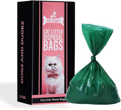 DOGZ & DUDEZ Cat Litter Disposal Bags | Leakproof & Odor Control (3 Rolls x 23 Bags) Pet Litter Tray Refill
