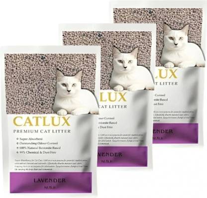 CATLUX Activated Cat Litter- 12Kg (Pack of 3) | Lavender Fragrance |CAT LITTER | Pet Litter Tray Refill