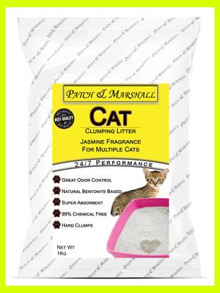 Patch and Marshall Super Quality Ball Shaped Super Absorbent & Fast Lumping Jasmine Cat Litter 1 KG Pet Litter Tray Refill