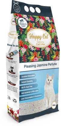HAPPY CAT Clumping Cat Litter Pleasing Jasmine Perfume - 5 Kg (Pack of 1) Pet Litter Tray Refill