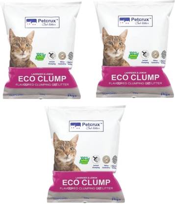 Petcrux Exclusive Scoopable Eco Clump Bentonite Cat Litter 10 L Equivalent to 5 Kg (Pack of 3 - Total 15 Kg) Pet Litter Tray Refill