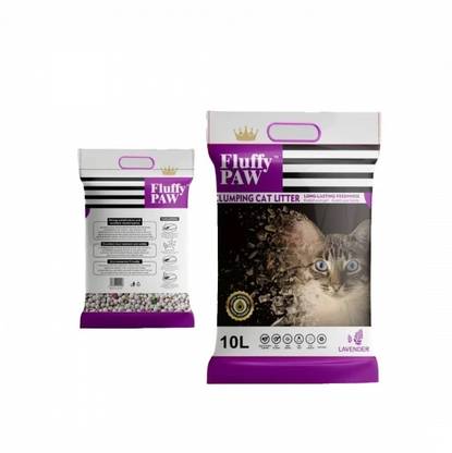 Fluffy Paw Fresh Scented Bentonite Cat Litter (Lavender 10l) Pet Litter Tray Refill