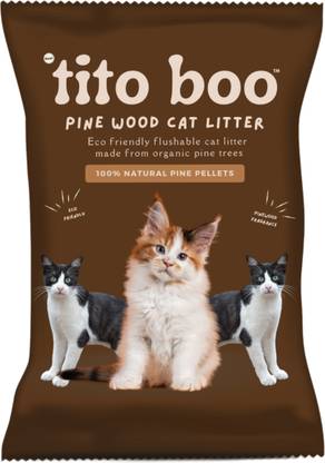 Tito Boo Eco Friendly Pinewood Litter From Organic Pine Trees Safe & Gentle on Paws-5.5Kg Pet Litter Tray Refill