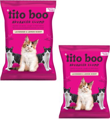 Tito Boo Advanced Clump Cat Litter-10kg+2Kg Lavendar Scented Bentonite Sand-Total 12Kg Pet Litter Tray Refill