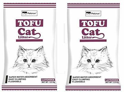 Petcrux Tofu Cat Litter Natural Cat Litter Flushable Cat Litter Clumping Plant Cat Litter Ultra Odor Control Cat Litter Dust Free Low Tracking Cat Litter 6 L - 2.5 g (Lavender - Pack of 2 [Total 5 g]) Pet Litter Tray Refill