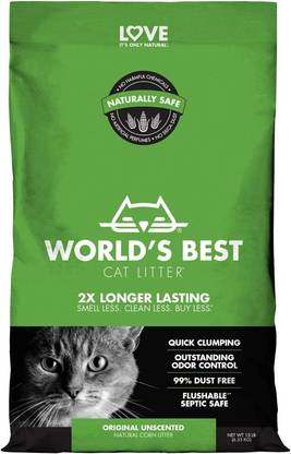 Worlds Best Cat Litter Original Corn Based Clumping Flushable Quick Clumping & Easy Scooping Cat Litter Pet Litter Tray Refill