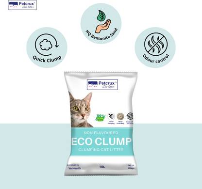 Petcrux Exclusive Scoopable Eco Clump Bentonite Litter Unscented (Pack of 2-Total 10kg) Pet Litter Tray Refill