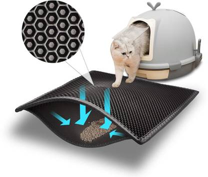 Qpets 22.8 * 17.3 inch Cat Litter Mat Waterproof EVA Material, Durable and Washable Cat, Dog Pet Mat