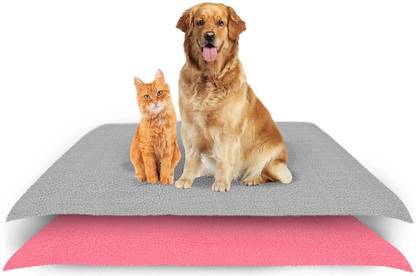 Amorite Reusable Washable Pee Pads-Puppies Washable Dog/Cat Diapers Pack of 2 Grey + Salmon Rose Dog, Cat, Guinea Pig, Hamster, Miniature Pig, Rabbit, Tortoise Pet Mat
