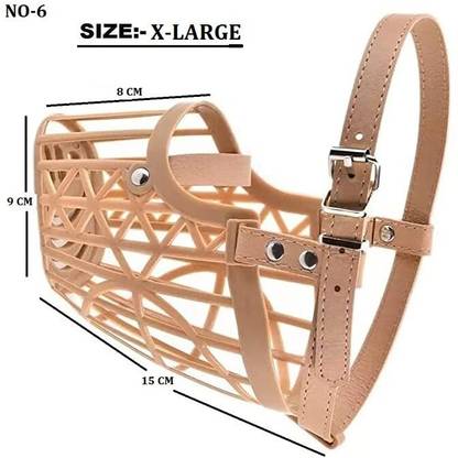 BRAINY PETS ADJUSTABLE,COMFORTABLE & ANTI BITING SOFT PLASTIC MUZZLE SIZE NO.6 (EXTRA LARGE) Extra Large Strips Dog Muzzle