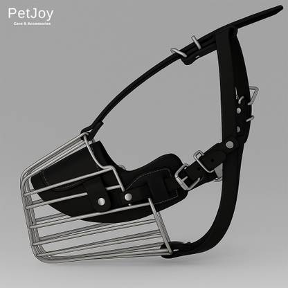 PetJoy Adjustable Strap Dog Muzzle | Metal Wire Mouth Cover Cap| Ensures Pets Safety Extra Small Strips Dog Muzzle