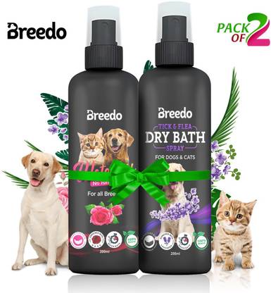 Breedo (Combo of 2) Lavender DryBath Shampoo Spray Waterless Shampoo Conditioning Allergy Relief, Conditioning, Anti-fungal, Anti-microbial, Anti-itching, Anti-dandruff Rose Conditioning Waterless Shampoo (400 ML) Dogs & Puppy Dry/Waterless Dog Shampoo
