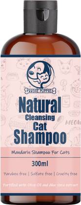 Foodie Puppies Natural Cleansing Cat Shampoo - 300ml| Paraben, Sulfate & Cruelty Free Allergy Relief, Anti-dandruff, Anti-fungal, Anti-itching, Conditioning | Mandarin Shampoo | Fortified with Olive Oil and Aloe-Vera Extract Cat Shampoo