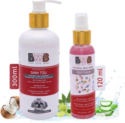 BWB BLACK WHITE BROWN BWB SHIHTZU SHAMPOO with Free Deo Spray Allergy Relief, Flea and Tick, Conditioning, Anti-itching, Anti-fungal - Dog Shampoo
