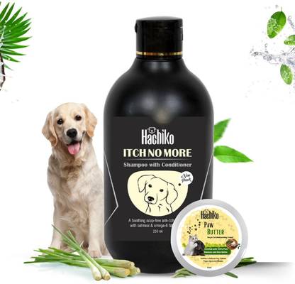 Hachiko (Combo of 2) Dog Itch No More Shampoo Conditioning+Paw Butter Moisturizing Cream Allergy Relief, Anti-dandruff, Anti-fungal, Conditioning Artificial Fragrance Free Dog Shampoo
