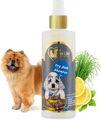 Pet Life Organic Dry Bath Shampoo for Chow Chow Dog & Puppy -Clean, Smooth & Shiny Coat - Conditioning, Anti-fungal, Anti-microbial Fresh Fragrance, Made with Natural Actives, All Dog Breed, Dry Waterless Spray Dog Shampoo