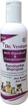 Dr Venture Anti-Dandruff & Conditioning Eucalyptus Dog & Cat Shampoo Anti-Bacterial & Anti-Fungal 200 ML Pack of 1 Anti-microbial, Conditioning, Anti-fungal, Anti-dandruff, Anti-itching, Whitening and Color Enhancing, Anti-fungal EUCALYPTUS Dog Shampoo