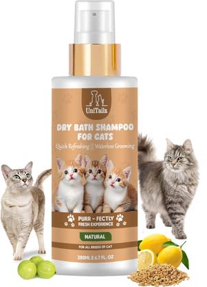 Unitailz Dry Bath Shampoo For Cats, Kitten | Instant Waterless Spray | Removes Bad Odour, Conditioning, Anti-dandruff, Anti-microbial, Anti-fungal ,Natural, Cat Shampoo For Quick Clean & Refreshing -Easy to Use For All Cat Breed Cat Shampoo