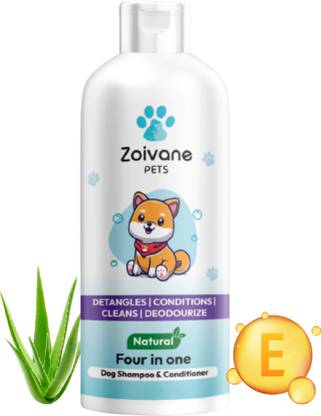 Zoivane Four in One Dog Shampoo & Conditioner | Anti Tick Shampoo for Dogs | 200 ML Allergy Relief, Anti-microbial, Whitening and Color Enhancing, Anti-dandruff Floral, Sweet Dog Shampoo
