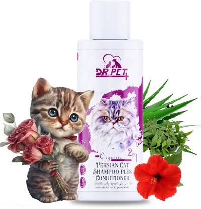 DR PET PLUS Organic Persian Cat Shampoo Plus Conditioner 2 in 1 Conditioning Natural Fresh Fragrance, Safe For All Cat Types Cat Shampoo