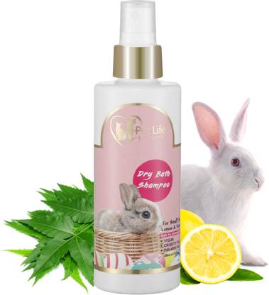 Pet Life Organic Dry Bath Shampoo For Small Pets, Rabbits & Kitten| Dry/Waterless/Spray Rabbits & Small Pet Shampoo | Made With Natural Ingredients For A Cleaner, Smoother & Shinier Coat Whitening and Color Enhancing Lemon Rabbit Shampoo