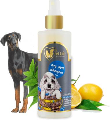 Pet Life Organic Dry Bath Shampoo for Doberman Dog & Puppy -Clean, Smooth & Shiny Coat - Conditioning, Anti-fungal, Anti-microbial Fresh Fragrance, Made with Natural Actives, All Dog Breed, Dry Waterless Spray Dog Shampoo