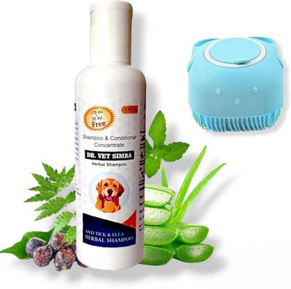 Dr. vet simba Flea and Tick, Conditioning Dog Shampoo and Brush Anti-dandruff, Anti-fungal, Flea and Tick, Anti-itching White Rose Dog Shampoo