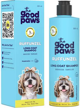 The Good Paws Ruffunzel Long Coat Shampoo | Reduces Tangles | For Shih Tzu, Golden Retriever | Hypoallergenic, Conditioning | All Natural | Made Safe, Muskmelon (Allergen Free) Dog Shampoo