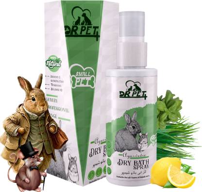 DR PET PLUS Dry Bath Spray Shampoo For Small Pet, Rabbits,White Rat-Cleanse Soft Smooth Coat Conditioning Fresh Fragrance, Removes Dirt, Waterless -Easy to Use Rabbit Shampoo