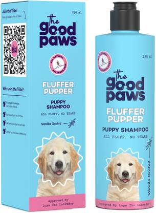 The Good Paws Fluffer Pupper Puppy Shampoo | No Tears | Coconut Oil Shampoo | pH Balanced | Hypoallergenic, Anti-microbial | All Natural | Gentle | Made Safe, Vanilla Orchid (Allergen Free) Dog Shampoo