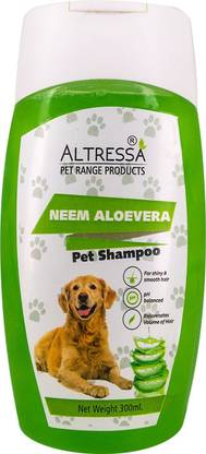 ALTRESSA Neem Aloe Vera Pet Shampoo for Hair Rejuvenation, pH Balanced, Boost Volume for Shiny & Smooth Hair, 300 ml Anti-dandruff, Anti-itching, Conditioning Neem, Aloe Vera Dog Shampoo
