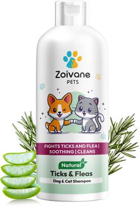 Zoivane Ticks & Flea Shampoo Tea Tree Anti-Bacterial Pets Shampoo Itch Relief|500 ml Allergy Relief, Anti-dandruff, Anti-fungal, Anti-itching, Conditioning Tea Tree & Aloe Dog Shampoo