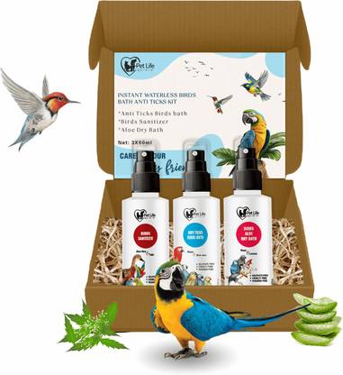 Pet Life Instant Waterless Birds Bath Anti Ticks Kit -Clean, Refreshing, Softens Feathers Pet Spa Kit