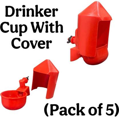 GKI POULTRY Automatic Drinker Cup with Cover (Pack Of 5) Pet Spa Kit