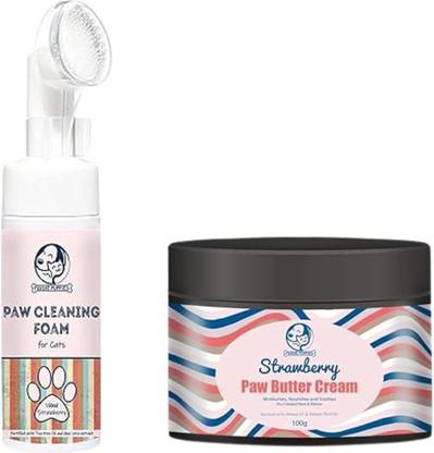 Foodie Puppies 2-in-1 Pet PawCare Gift Box of Paw Cleaning Foam & Paw Butter Cream (Strawberry) Pet Spa Kit