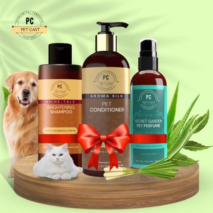 PETCAST COMBO OF 3 (BRIGHTENING SHAMPOO+CONDITIONER+SECRET GARDEN PERFUME)-600ML Pet Spa Kit