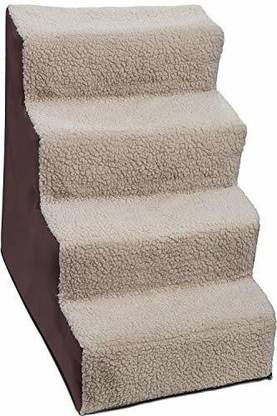 Paws Dog 4 Stairs to Get on High Bed for Cat and Pet Steps At Home or Portable- Brown Pet Stair Ramp