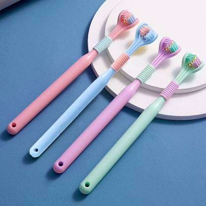 TWINZEN Pet Toothbrush- Triple Head Multi Angle Non-Slip Toothbrush for Easy Dental Care Pet Toothbrush
