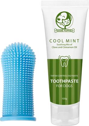 Foodie Puppies 2in1 Dental Kit for Dogs, Reduces Plaque & Tartar, Finger Toothbrush & Cool Mint Pet Toothpaste