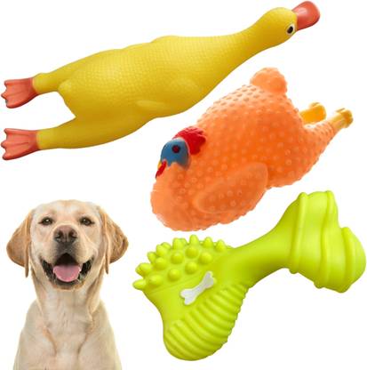 Sage Square Squeaky Dog Toy Pack- Durable Rubber, Playing, Teething, Entertained, Combo No.2 Rubber Training Aid, Chew Toy, Soft Toy, Rubber Toy, Squeaky Toy For Dog