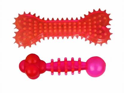 W9 Pet Products Combo of 2-Bone and Dumbbell Stick Chew Toys for Small Puppy-Pink Rubber Bone, Chew Toy, Fetch Toy, Rubber Toy For Dog