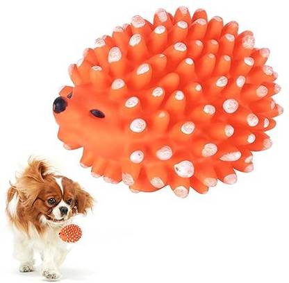 VOILA VOILA Squeaky Hedgehog Toy (Orange) Interactive & Safe Play Rubber Squeaky Toy For Dog