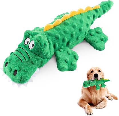 Qpets Pet Squeaker Made of Fabric Chew Toy Cartoon Crocodile Stuffed Toys for Puppy Polyester Chew Toy For Dog